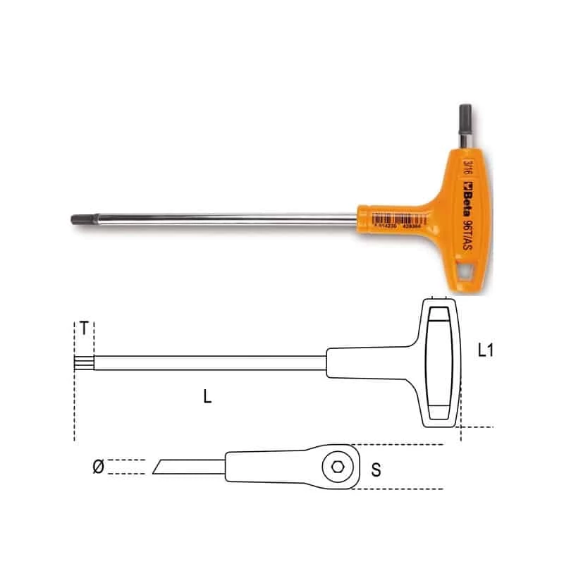 Clé De Serrage BETA Clé Mâle 6 Pans à Poignée En T - 96T - 000960935 3 Clé De Serrage BETA Clé Mâle 6 Pans à Poignée En T - 96T - 000960935
