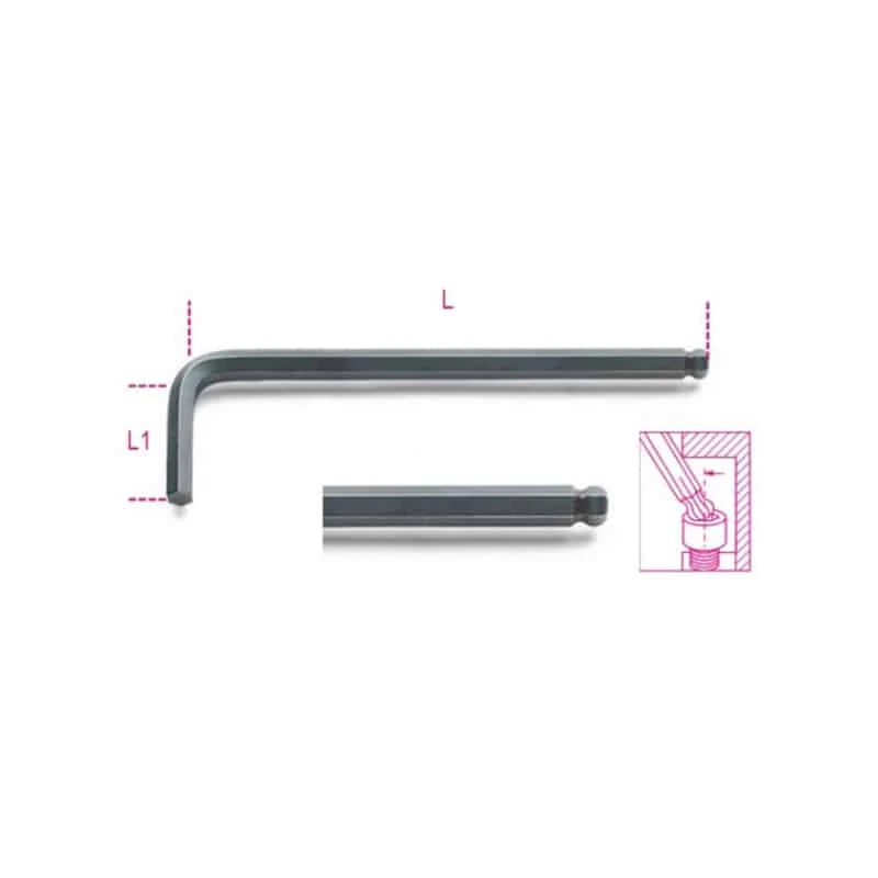 Clé De Serrage BETA Clé Mâle 6 Pans Coudée à Tête Sphérique, Brunie - 96BP 2 Clé De Serrage BETA Clé Mâle 6 Pans Coudée à Tête Sphérique, Brunie - 96BP