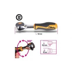 Clé De Serrage BETA Cliquet 1/4" 52 Dents Manche Tournant - 900/58 - 009000884