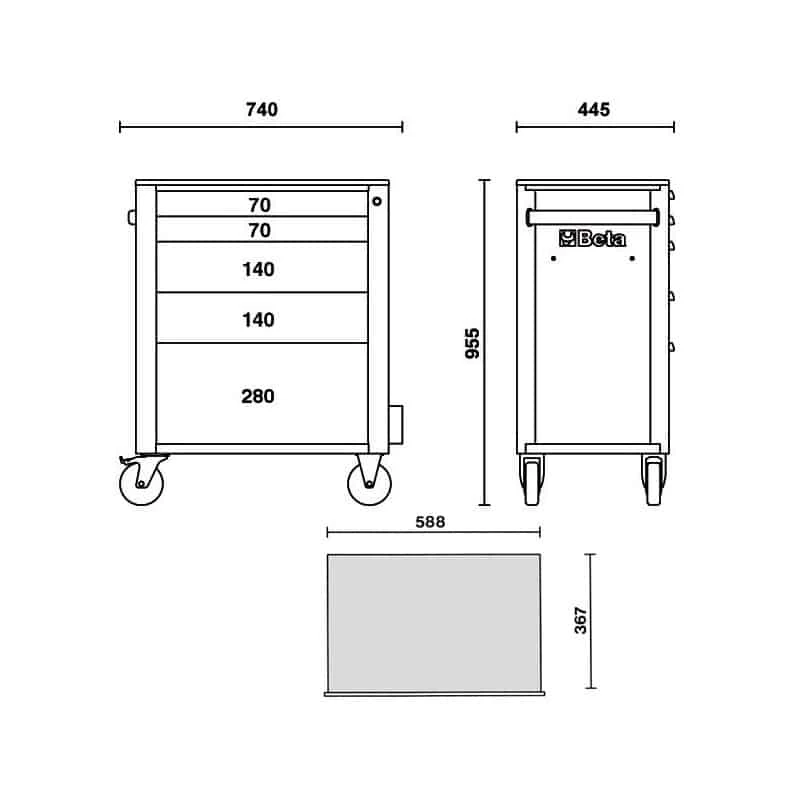 Mobilier Atelier & Composition Outils BETA Servante 5 Tiroirs Orange/Gris/Rouge - C24S/5 8 Mobilier Atelier & Composition Outils BETA Servante 5 Tiroirs Orange/Gris/Rouge - C24S/5 – Image 6