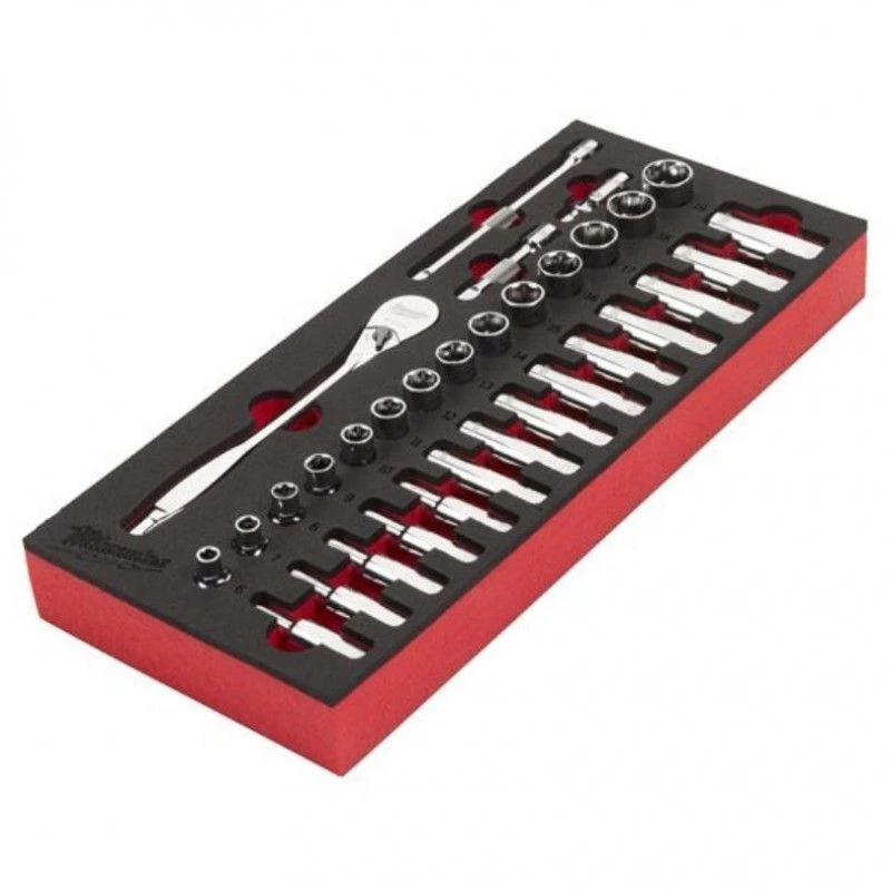 Mobilier Atelier & Composition Outils MILWAUKEE Module Mousse Douille Et Cliquet 3/8" 32 Pcs - 4932479825 4 Mobilier Atelier & Composition Outils MILWAUKEE Module Mousse Douille Et Cliquet 3/8" 32 Pcs - 4932479825 – Image 2